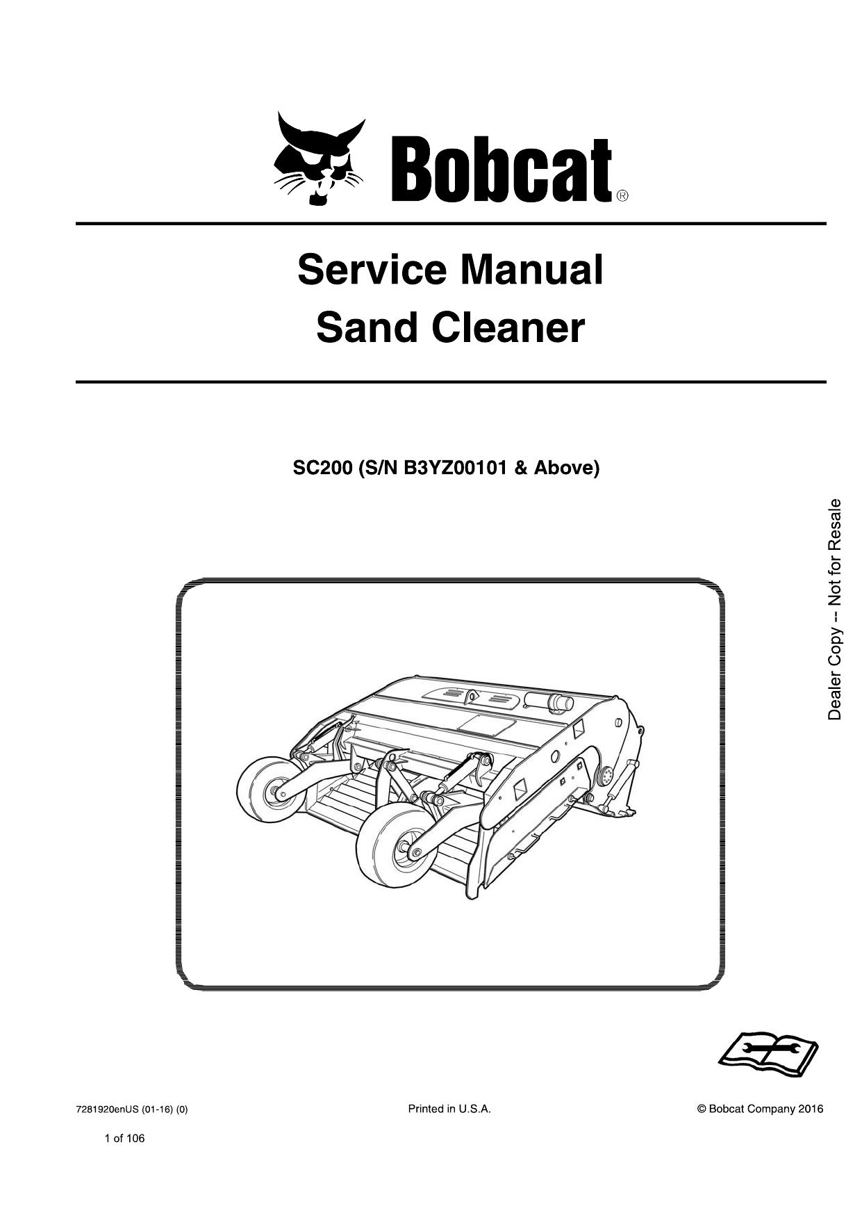 Sand Cleaner Attachment Service Manual Bobcat